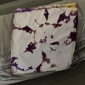 Purple and White Tie-Dye Drawstring Bag